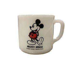 Mickey Mouse Milk Glass Coffee Tea Mug Walt Disney Productions Cup Federal Glass